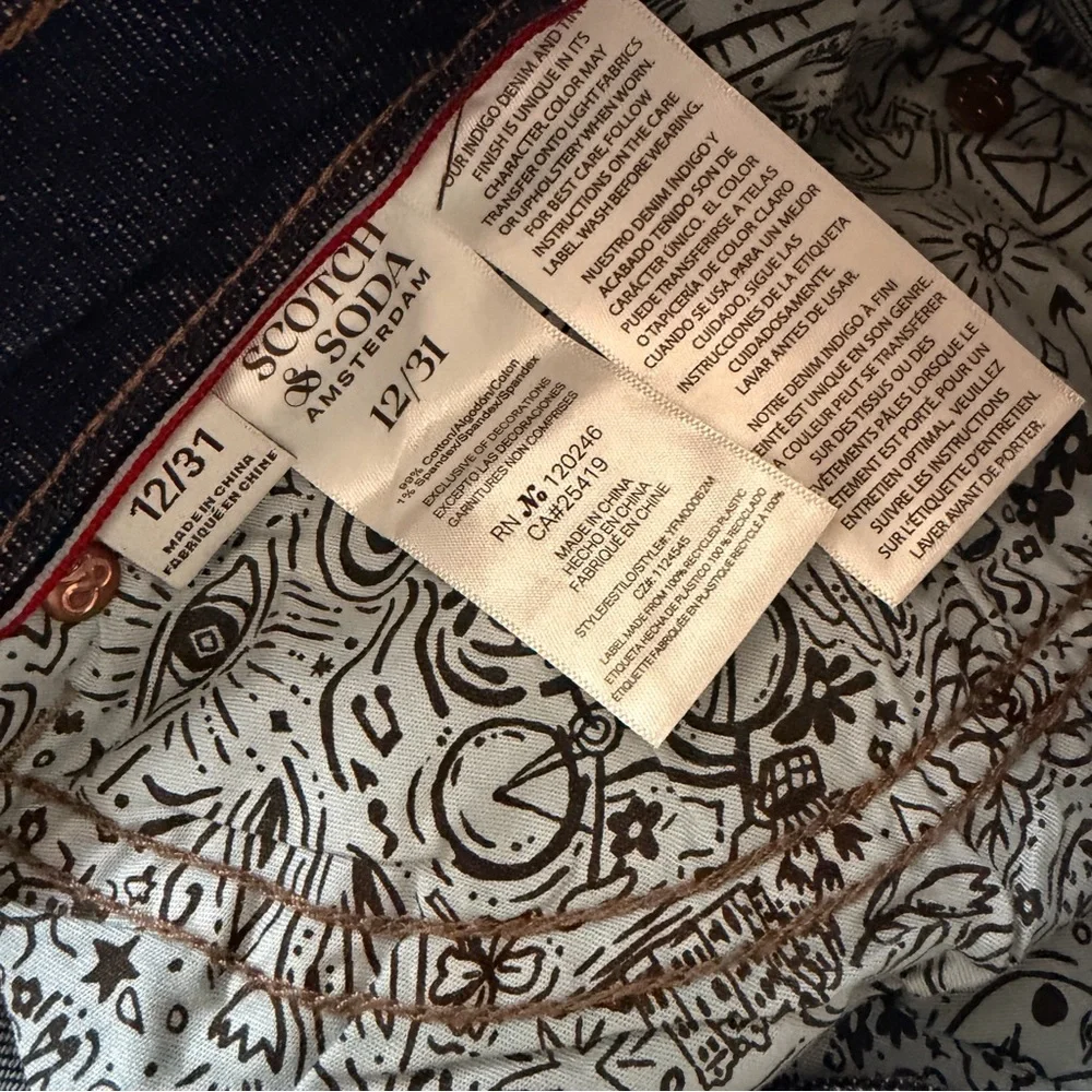 NEW SCOTCH & SODA High waisted Wide Leg COTTON Dark Blue Jeans 31” size 4,12 - Picture 16 of 16